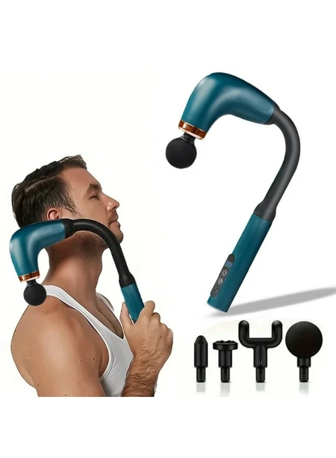 مسدس مساج لتدليك عميق للعضلات، جهاز لاسلكي لتخفيف الألم واسترخاء العضلات مع 9 أوضاع و9 مستويات سرعة قابلة للتعديل، تشغيل بنقرة واحدة، شحن Type C، 4 رؤوس تدليك قابلة للتبديل للظهر والرقبة والكتفين والساقين واستشفاء كامل الجسم - Image 2